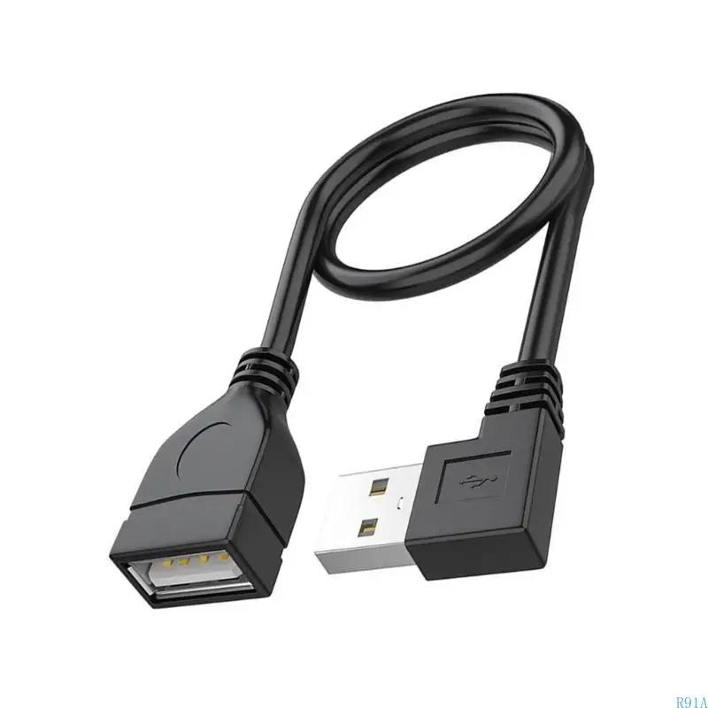 R91A USB 2.0 케이블 수컷에서 여성 연결 확장 코드 90도 각도 랩탑 키보드 및 USB 플래시 드라이브