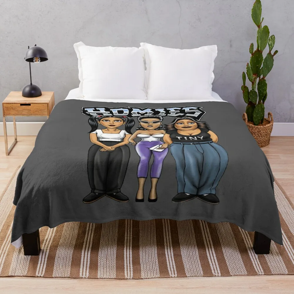 Lil Homies 90s Chicana Throw Blanket Bed Fashionable Thermals For Travel Moving Quilt Blankets