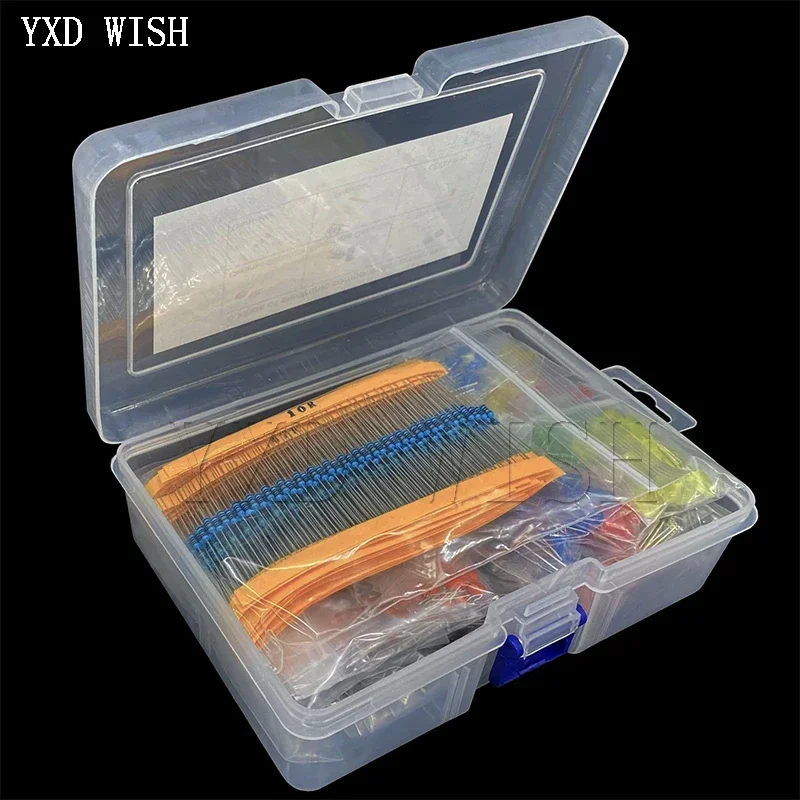 Metal Film Resistor Assortment Kit Led Diodes Electrolytic Capacitor Ceramic Set Transistor Pack Electronic Components Diy Kits
