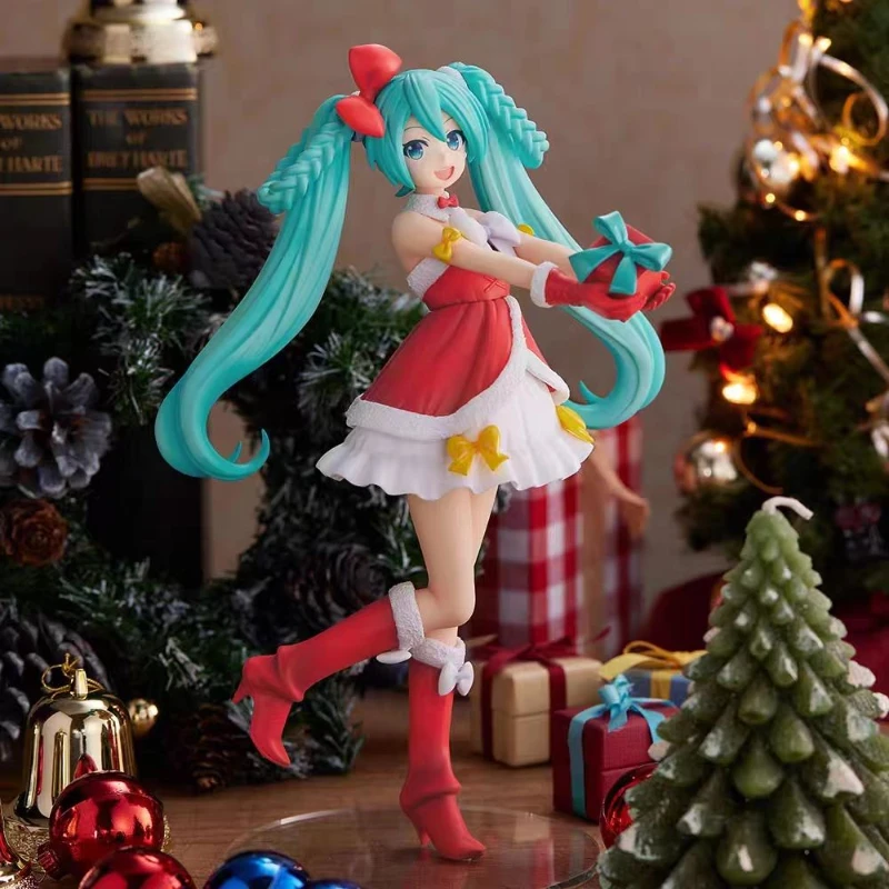 Christmas attire Hatsune Miku Figure Christmas Girl Desktop Anime Handmade Decoration Doll for Fans Collection Gift