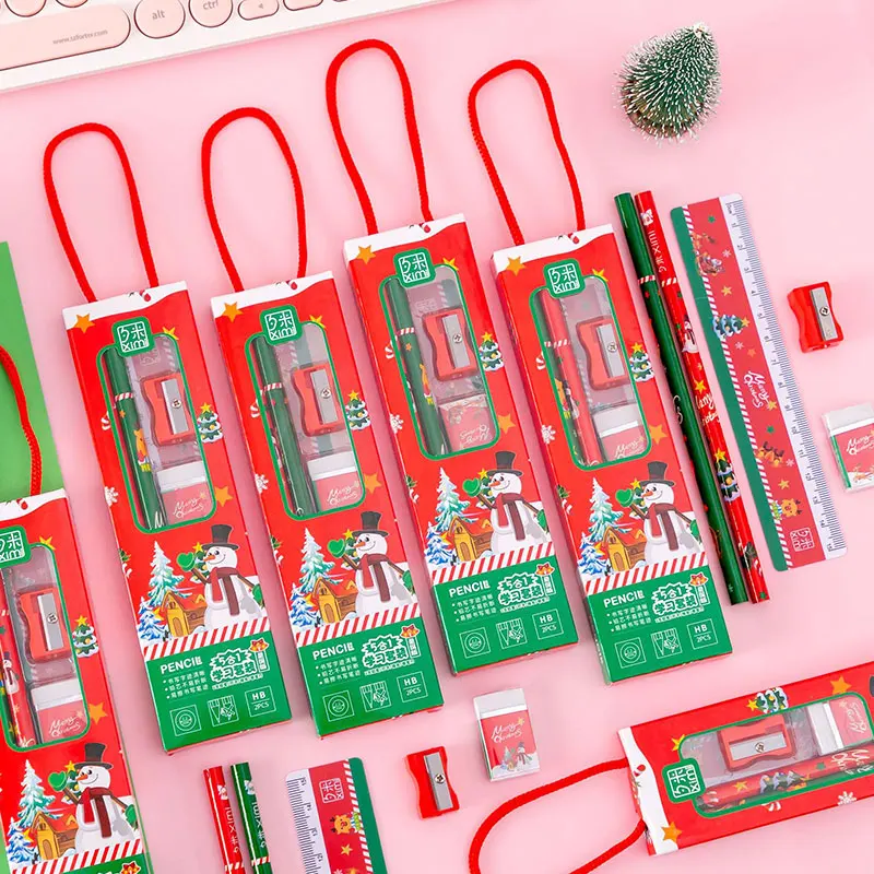 20Sets Portable Stationery Set Pencil Eraser Stationery Set Children\'s Christmas Gift