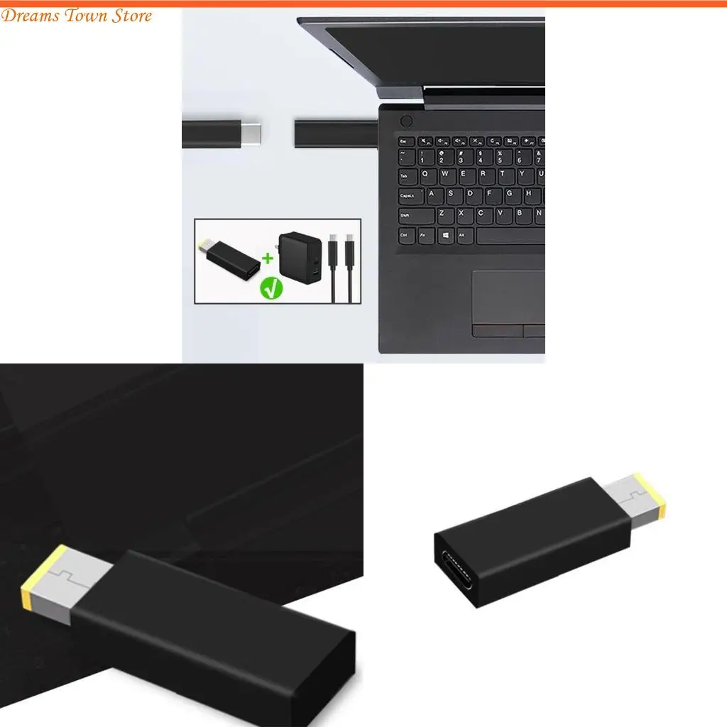 HX6A Type-C Female to Rectangle Male USB PD Power for DC Power Adapter Converter for Thinkpad Laptop