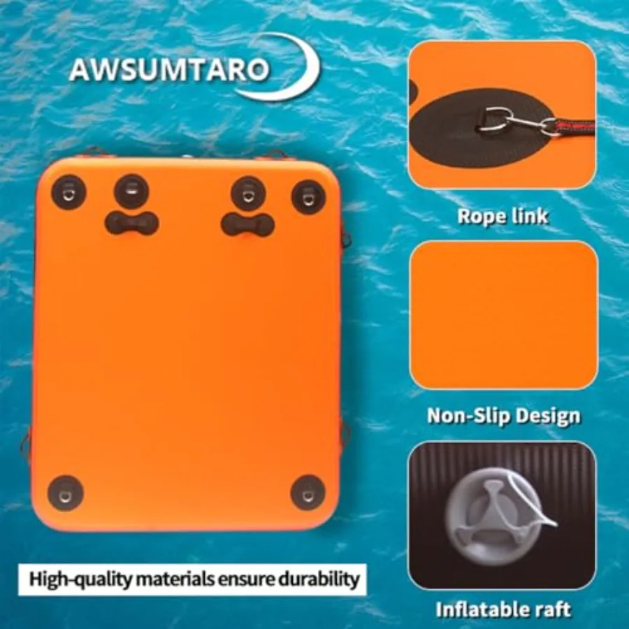 Inflatable Floating Platform for rivers lakes seashores pools; PVC material; gray; ultra-stable quick-inflate UV-resistant