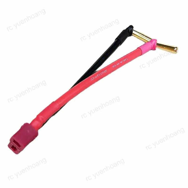 1PCS RC Battery Adapter Cable 4mm 5mm Right Angle Welded Banana Male Plug to XT60 T-plug Female Connector with 12AWG 10cm Wire