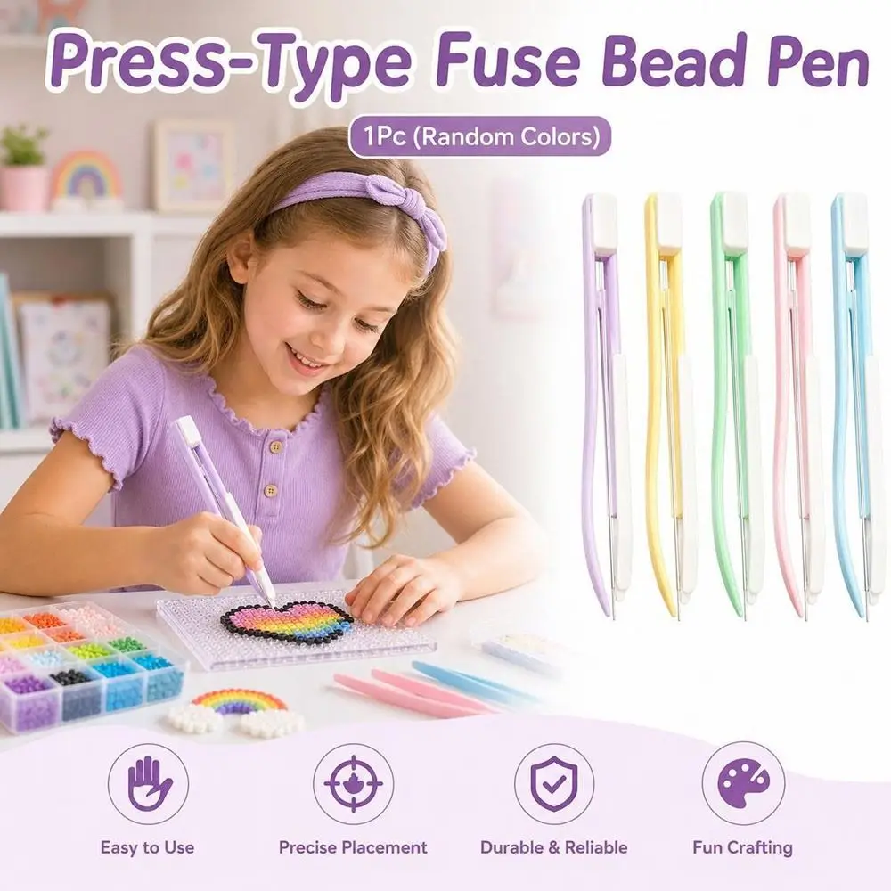 Smooth Slide Bean Needle Pen Press-On Mechanism No-Shake Press Point Grip Pen Point Grip Ironing Support Perler Bead Pen