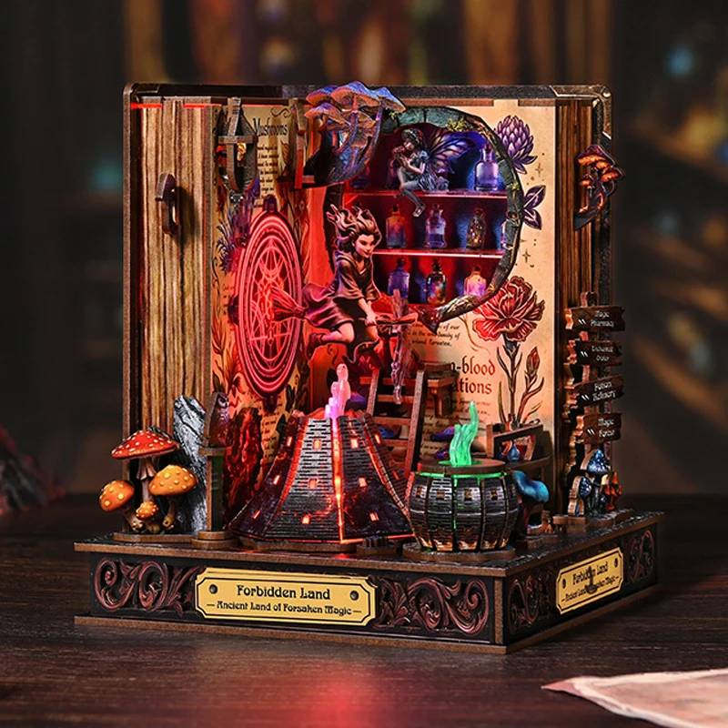 DIY Wooden Forbidden Land Book Nook Miniature Model Kits With Furniture Puzzles Magic Casa Dollhouse for Friends Birthday Gifts