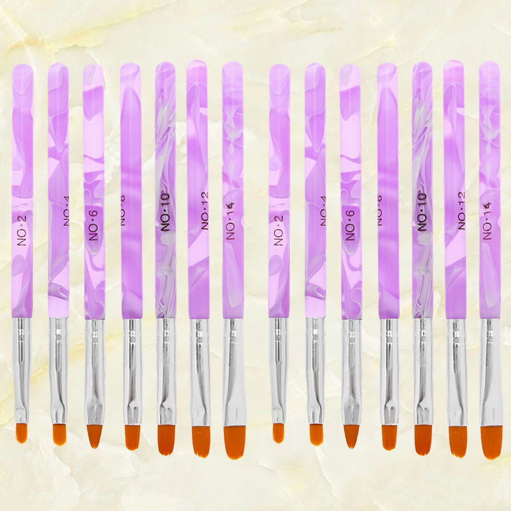 

14pcs Uv Gel Nail Brush Set Nail Art Tips Builder Painting Pen For 3D French Nails Powder Flakes Design Salon Home Use Durable