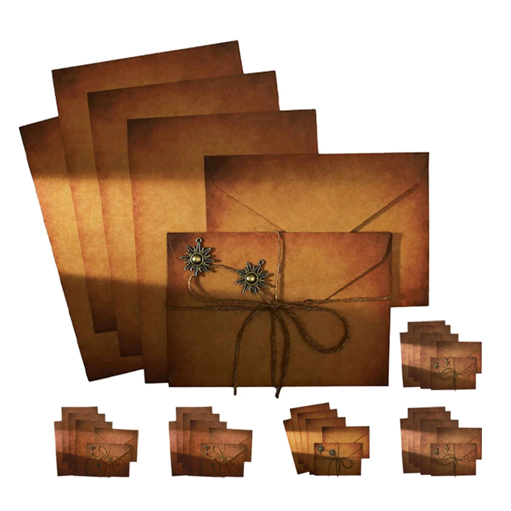 

6 set Vintage Envelope Set Retro Blessing Cards Compact Invitations Greeting Storage Wedding Party Festival Supplies Decorative