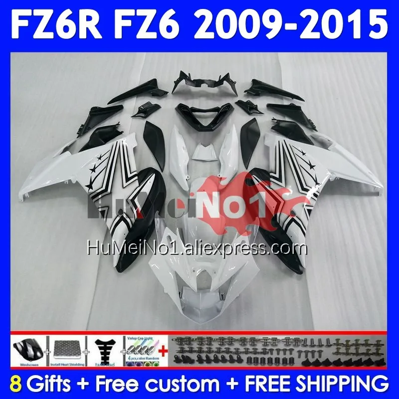 Body For YAMAHA FZ 6R FZ-6R FZ6 FZ6N 372No.4 FZ6R 09 White black  10 11 12 13 14 15 2009 2010 2011 2012 2013 2014 2015 Fairing