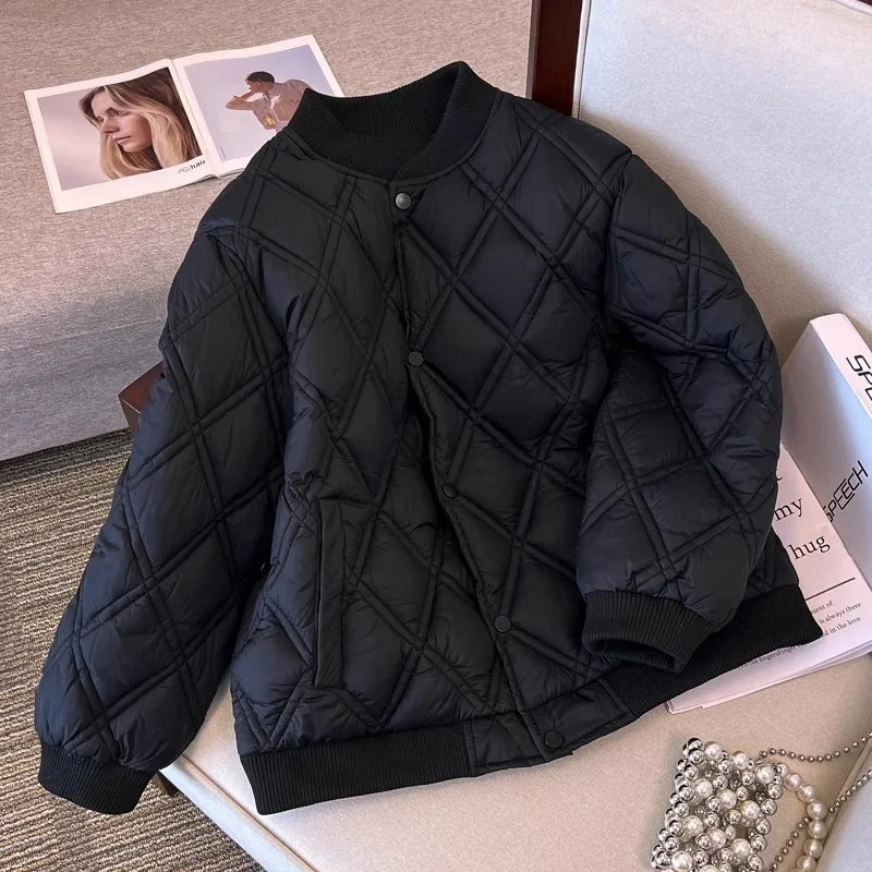 Parkas Plaid Padding Argyle Men's Down Jacket Cold Male Padded Coats Elegant Harajuku Fashion Lightweight Aesthetic Korean 2024