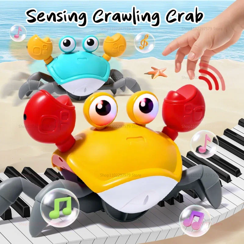 Crawling Crab Toy Fun Interactive Dancing Walking Moving Toy Babies Sensory Induction Crabs with MusicBaby Toys Toddler Gifts