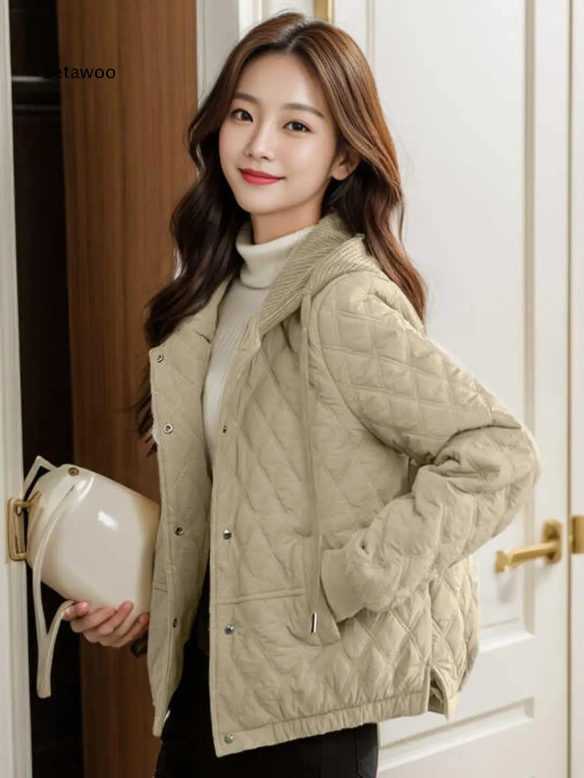 Women Short Hooded Quilted Lightweight Padded Coat Stylish Outerwear Suitable For Petite Figures Warm Garment For Autumn Winter