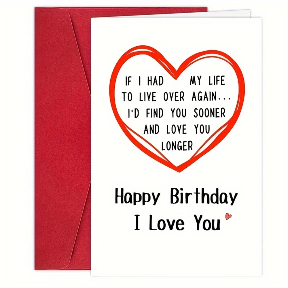 1pc,Romantic Birthday Card for Husband Boyfriend, Funny Birthday Card for Girlfriend Wife - I Wish I Could Love You longer,with