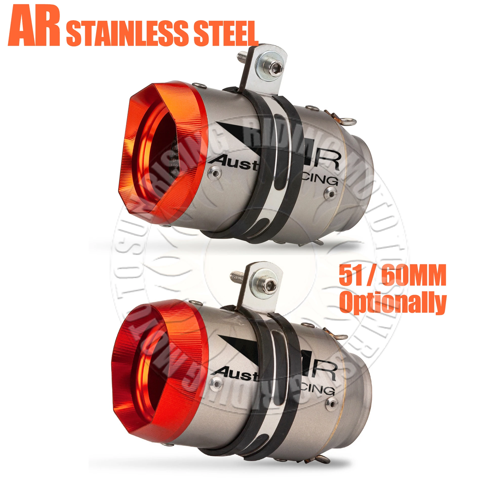 

Orange Tip 51mm60mm AR Stainless Motorcycle Exhaust Muffler Escape For Kawasaki Honda Yamaha KTM CF Suzuki etc Exhaust Tail Pipe