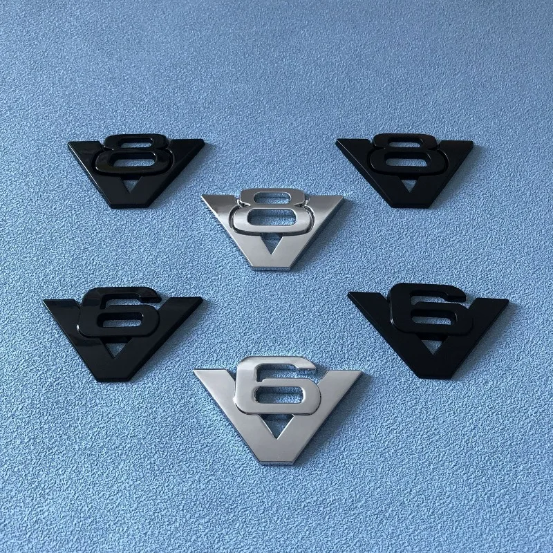 High-quality Modification 3D Metal Alloy Car Stickers Car Displacement V6 and V8 Scratch Cover DIY Decoration Car Accessories