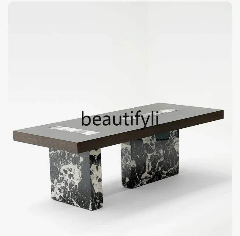 

Creative marble tea table Italian simple villa household large apartment office tea table high sense