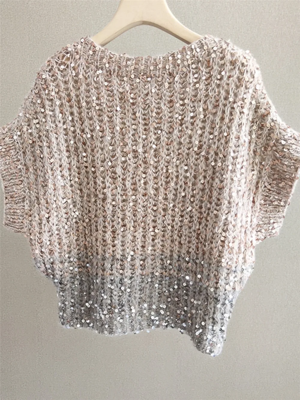 Mohair Blended Sequin Loose Pullover Sweater High Quality