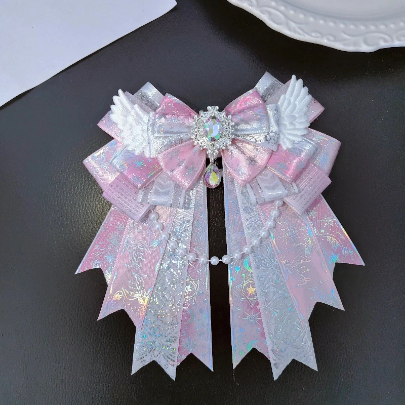 Original handgemachte Lolita Bowtie Wiege Engel Flügel Schleife Konzert Hand Licht Damen Anzug Hemd Kragen Blumen Zubehör Schmuck – Detail 13