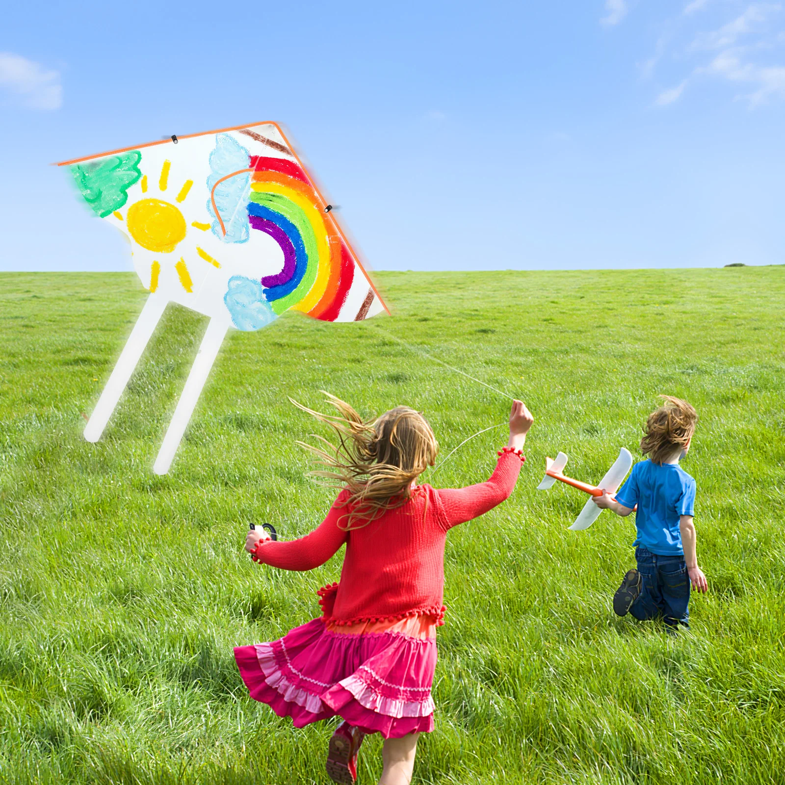 

Blank Kite Set Acrylic Paint Diy Kites Kids Graffiti Coloring Toys Outdoor Activities Parties Children Crafts Bright Long