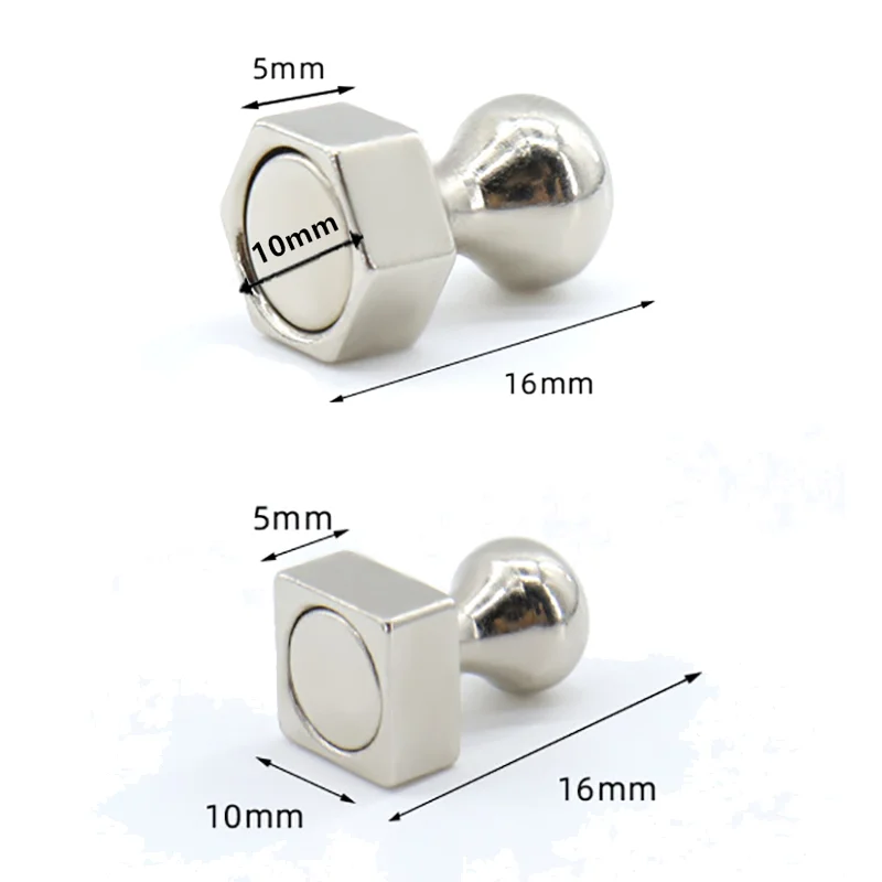 Powerful Magnet Hexagon Square Metal Strong Magnetic Push Pin Nail Free Installation for Home Kitchen Refrigerator Office School