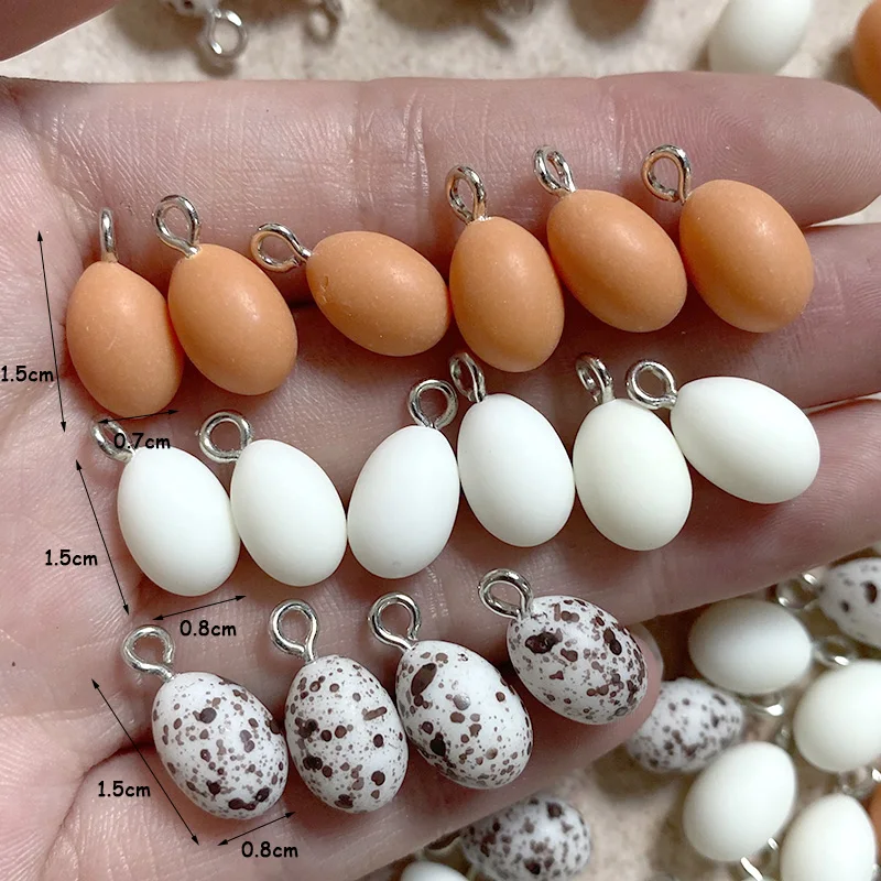 10pcs Mini Simulated Egg Dinosaur Egg Resin Charms Funny Cute Quail Egg Pendant Diy For Earring Necklace Jewelry Make