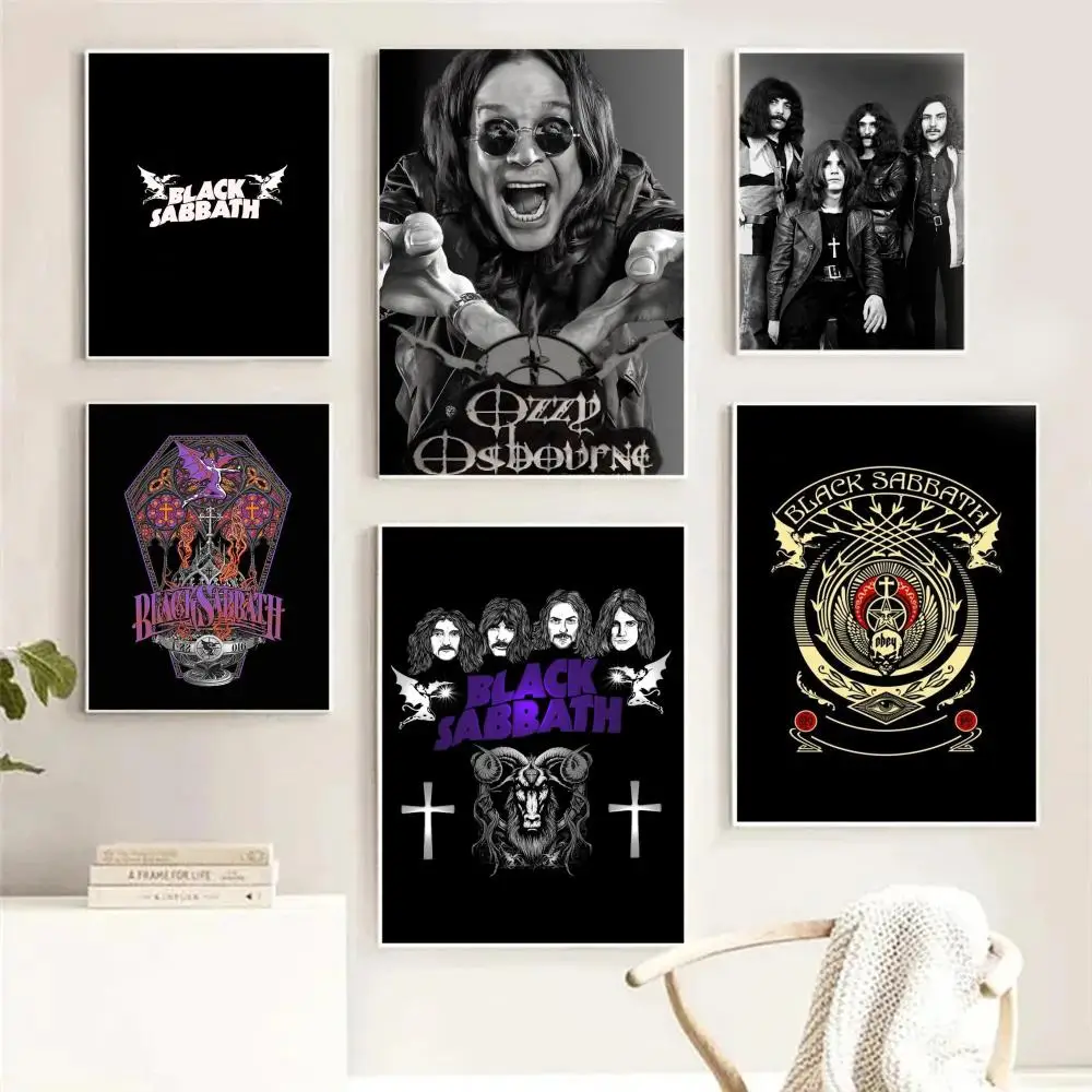 B-Black-Sabbaths Heavy Rock Band Painting Calligraphy High quality Canvas Wall Art For Office Restaurant Home Decoration Set