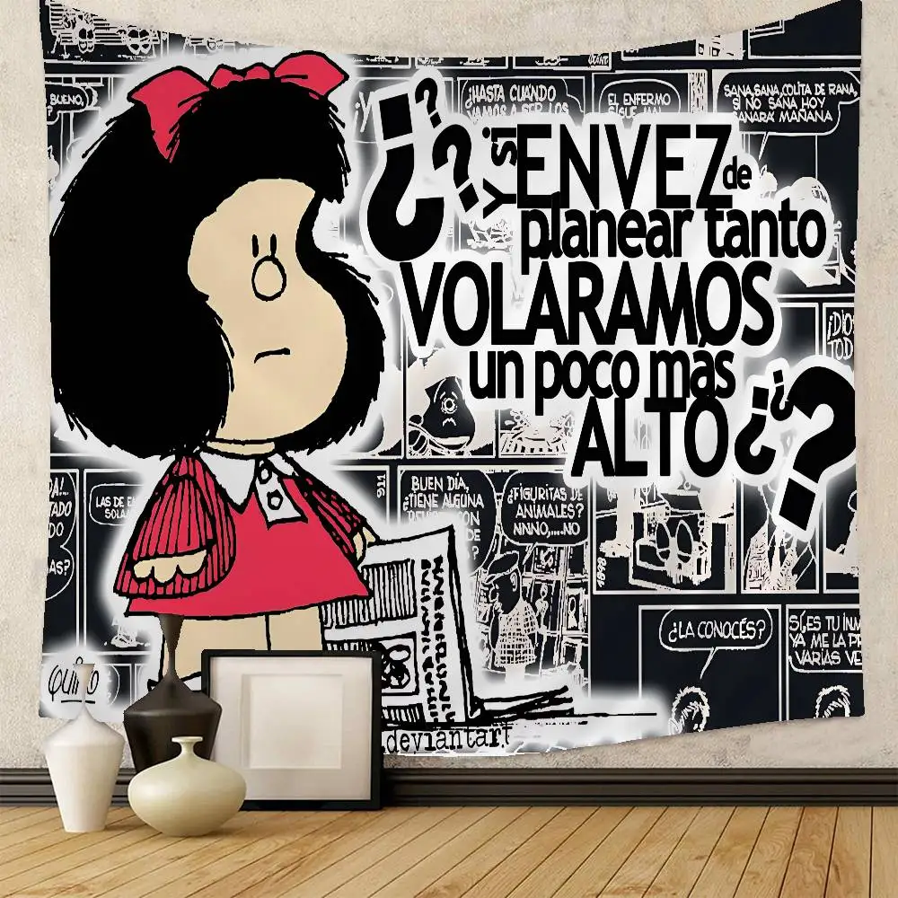 M-Mafalda Girl Cartoon Tapestry Art Science Fiction Room Home Decor Wall Hanging Sheets