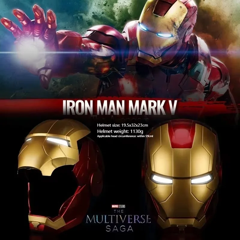 2024 New Movie 1:1 Iron Man Restoration Helmet Black Gold Black Silver Touch Glow Adult Children Decorative Toys Birthday Gift