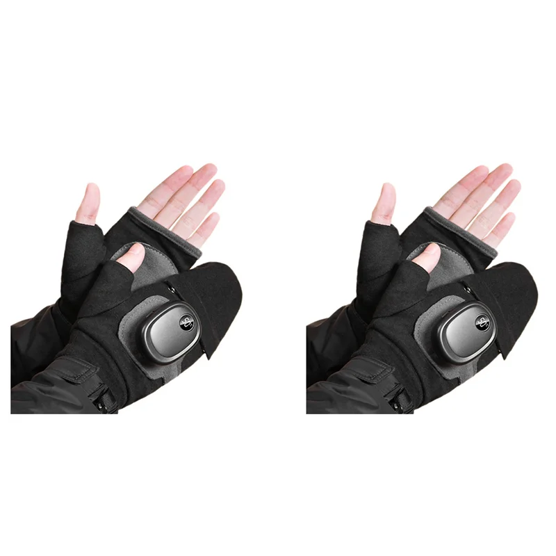 4X قفازات ساخنة، قفازات تدفئة اليد قابلة لإعادة الشحن عبر USB، قفاز شتوي كامل الأصابع للنساء دافئ (أسود)