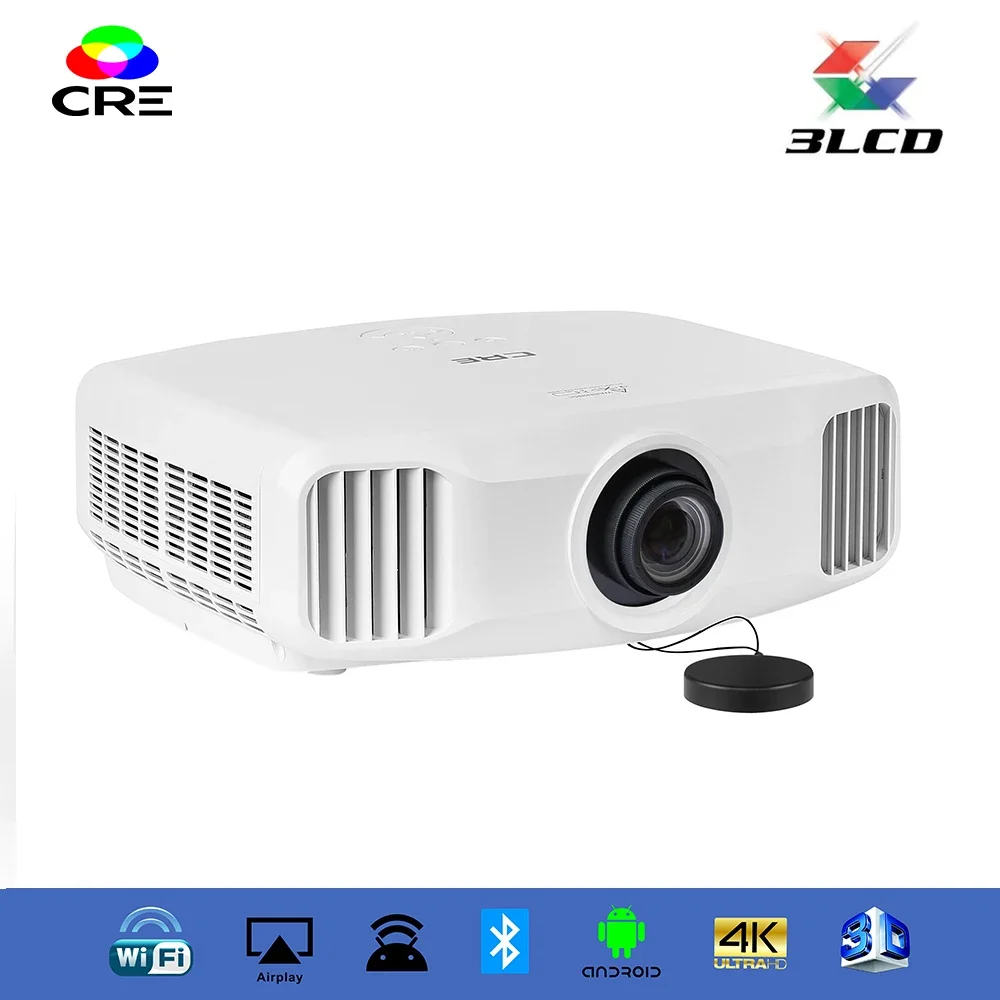 CRE X8000 3LCD 3d projector support 4k with 20000 Hours Lamp Multimedia Projector from China