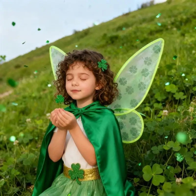 إكسسوار لعب الأدوار على شكل جناح البرسيم الديناميكي مع هيكل ارتداء آمن مثالي للمناسبات والعروض ذات الطابع الخاص 6XDA #3