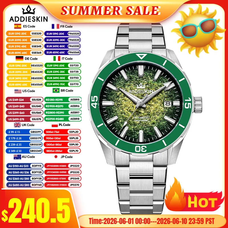 AddiesKin Japan 9015 Men Watches 20Bar Waterproof K005 BGW9 Super Luminous Sapphire Crystal Luxury Automatic Mechanical Watches