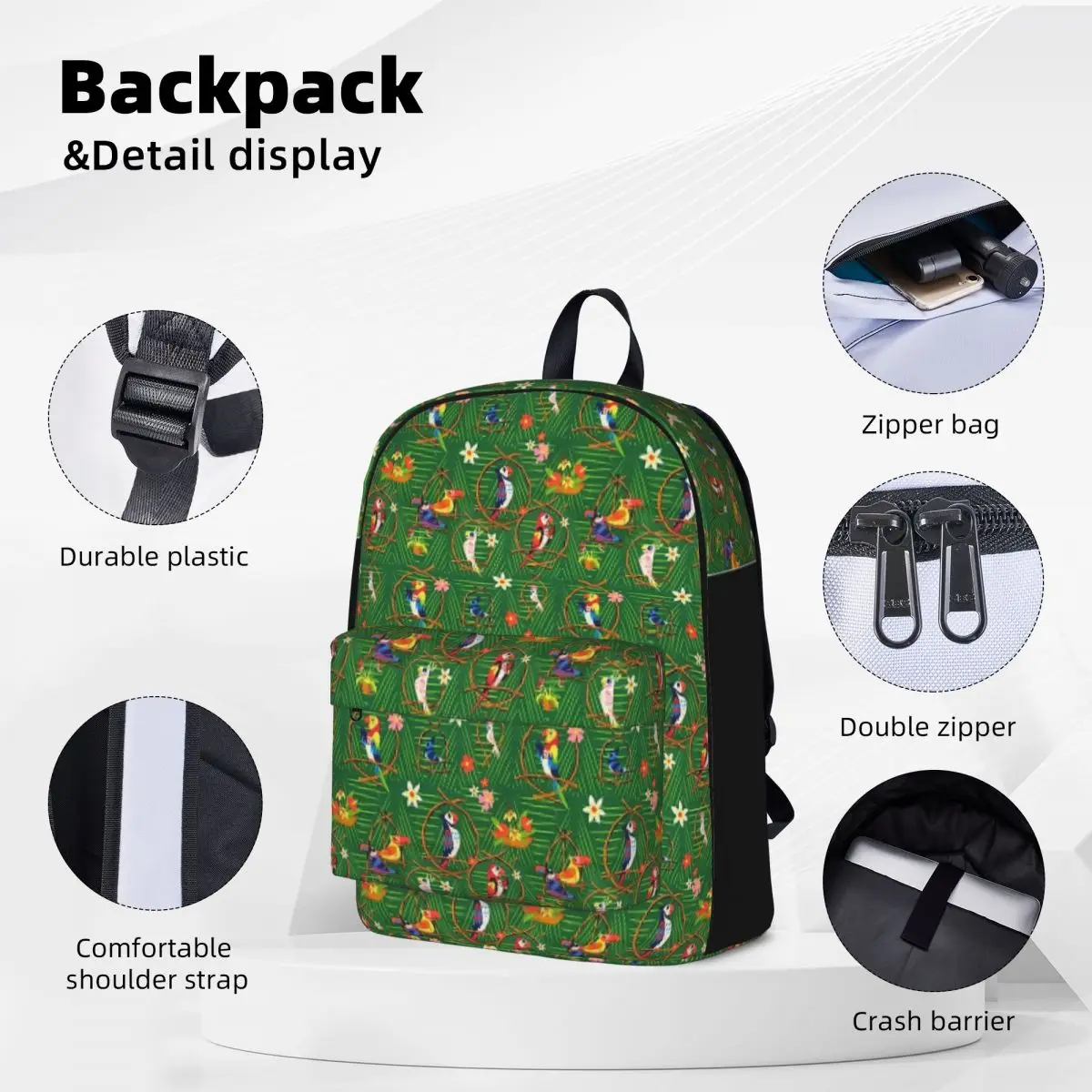 Enchanted Tiki Room Backpacks Large Capacity Student Book bag Shoulder Bag Laptop Rucksack Fashion Children School Bag