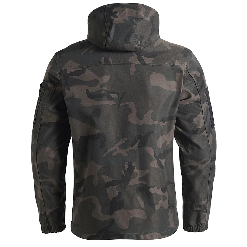 Spring Autumn Men's Camouflage Tactical Suit Hooded Jacket + Pants 2 Pieces Windbreaker Sets Men Waterproof Hiking Cargo Suits