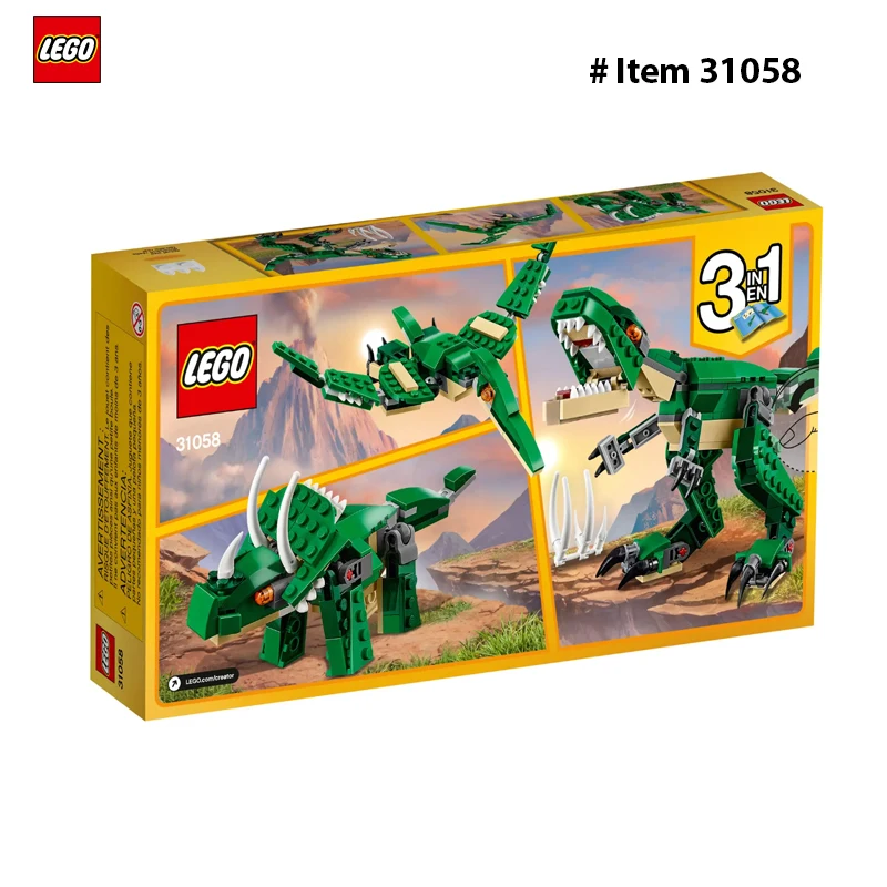 LEGO 31058 Creator 3 in 1 Mighty Dinosaur Toy, Transforms from T. rex to Triceratops to Pterodactyl Dinosaur Figures