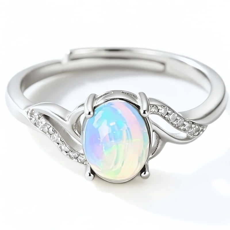 1pc 68mm Natural Opal Ring , S925 Sterling Silver Ring | Play-of-Color | Glam | Christmas, Black Friday, Thanksgiving gifts 025