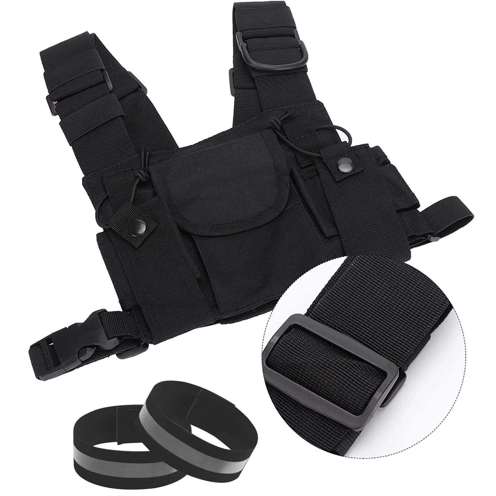 New Walkie Talkie Tactical Chest Bag With Wristband Double Chest Harness Front Pack Pouch for Firefighting and Military Harness