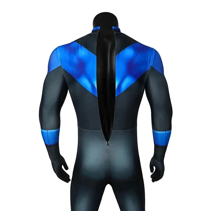 2025 New Adult Superhero Titans Nightwing Jumpsuit Cosplay Costume Halloween Masquerade Cool Bodysuit With Eye Mask ☆wrl☆