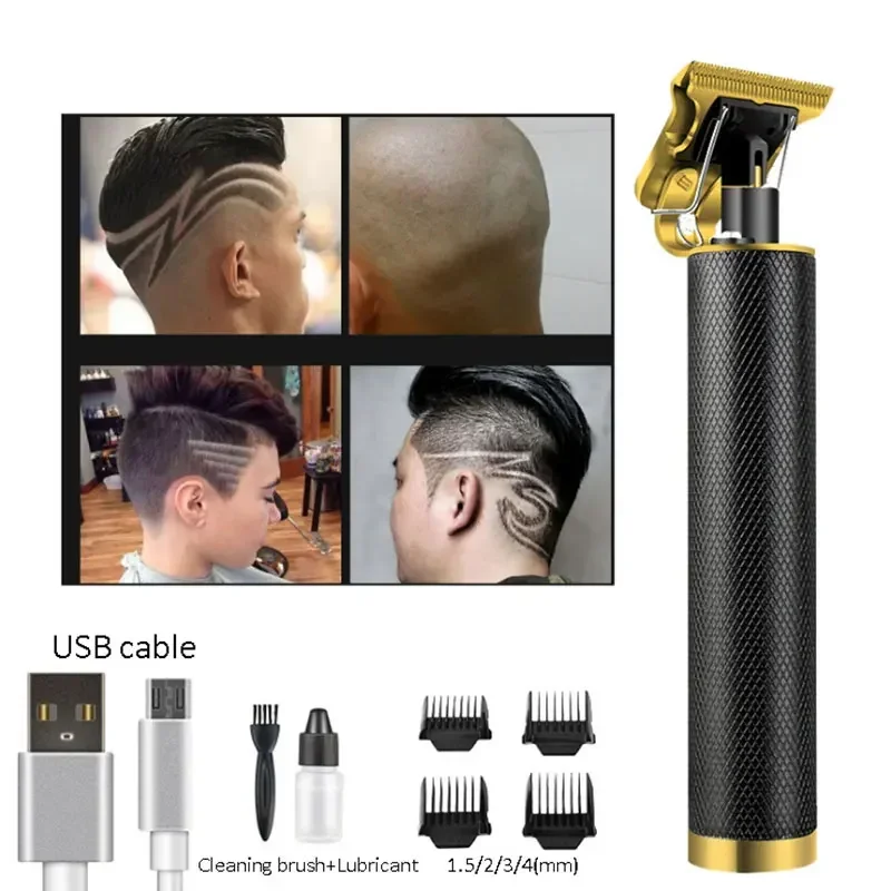 Máquina de cortar cabelo profissional sem fio, aparador de cabelo careca, detalhes zero lacunas, barbeador de barba para homens