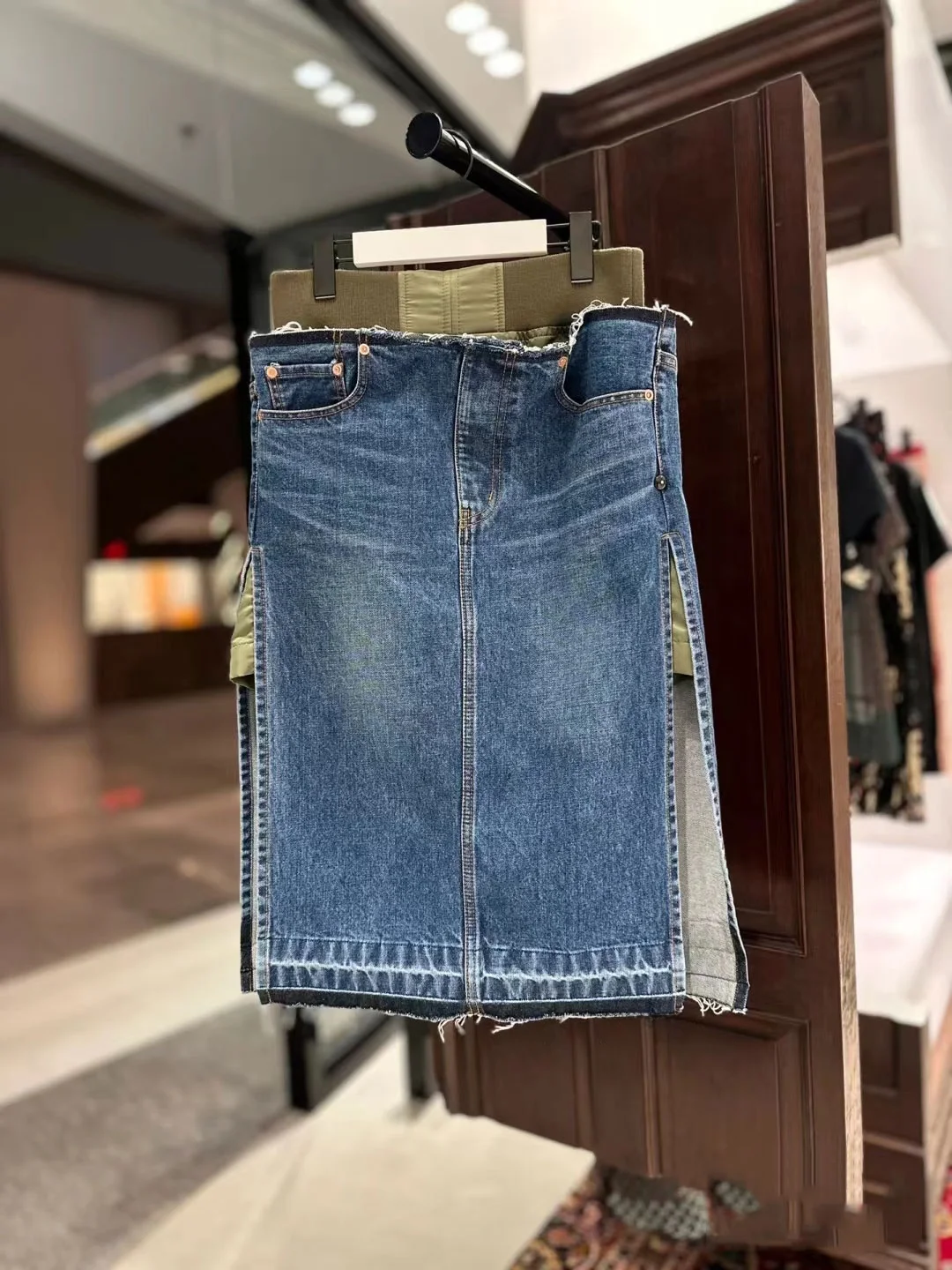 

Blue Splicing Wide Leg ort Skirt for Women Commuter H Version mid Waist Denim Skirt with ket FOG SACAI 2024 New f Len...