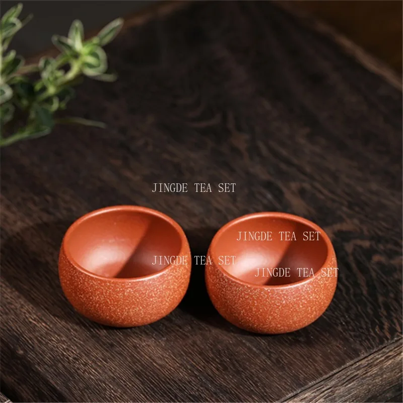 2 Pcs/set Authentic Yixing Purple Clay Teacup Handmade Meditation Cup Travel Tea Bowl Pu\'er Master Tea Cup Chinese Tea Set 70ml