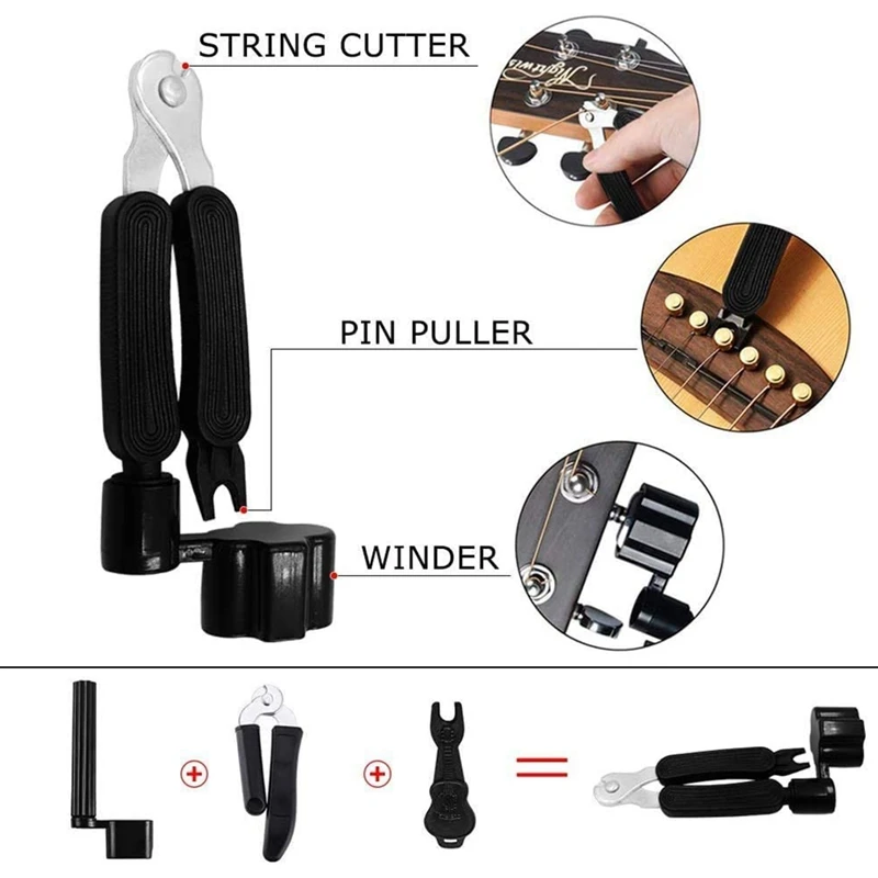 18PCS Guitar Strings Kit,Acoustic Guitar Changing Tool,Acoustic Strings,Guitar Picks,Capo,Scale Stickers,Picks Holder