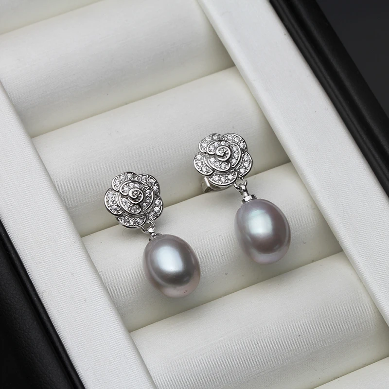 925 Sterling Silver Woman Exquisite Large Pearl Earrings Female Jewelry For Friends Valentine\'s Day Gifts