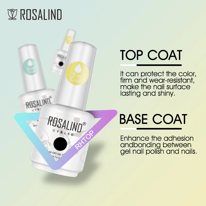 ROSALIND 15ML Gel Nail Polish TOP And Base Coat Gel Varnish For Nails Art Dehydrator No Need Curing Air Dry For Nails Art