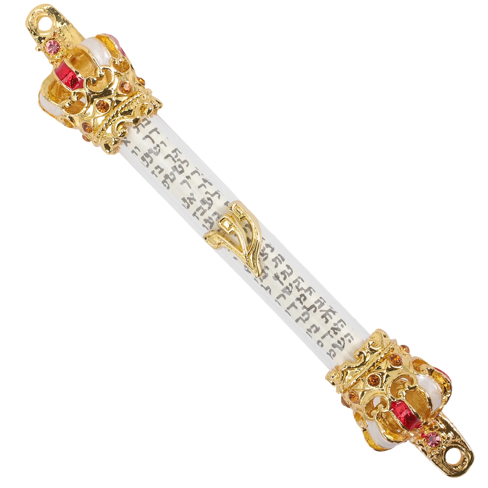 

Metal Mezuzah Crown Bible Doorpost Scroll Red Home Gift Jewish Decor Religious Gifts Smooth Surface Round Edges Easy