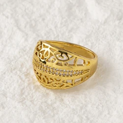LUIZADA Vintage Turkish Finger Rings Women Round Crystal Caesar Ring Gold Color Ethnic Wedding Jewelry Ring