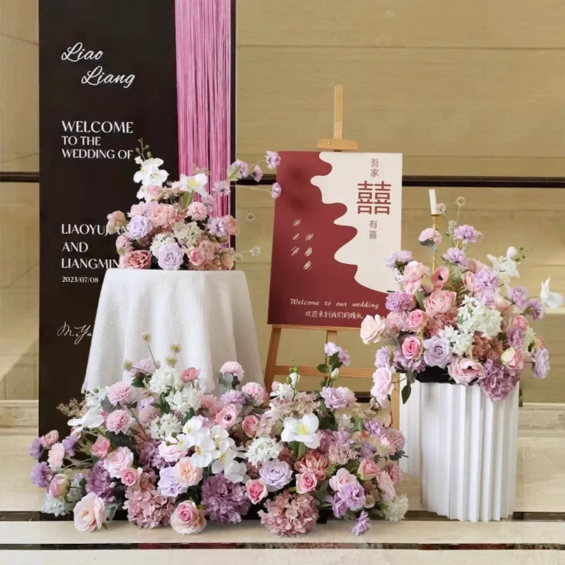 Artificial Silk Flowers Wedding Backdrop Decoration Table Centerpieces Flower Ball Floor Flower Row Party Road Lead Flower Ball