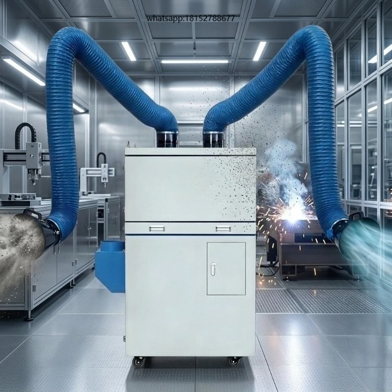 Mobile Welding Fume ExtractorCertified Industrial Smoke Dust Purifier Efficient Weld Fume & Grinding Dust Removal Machine