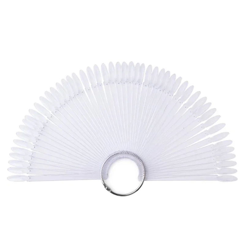 50 Pcs/set False Nail Tips Fan Nature Clear Finger Full Card Nail Art Display Practice Polish All for Manicure