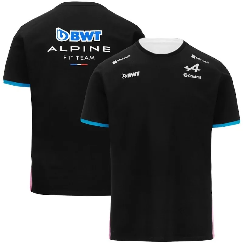 Alpine F1 Team Style 2024 Racing Suit Summer Quick Dry T-Shirt Replica Driver Jersey Outdoor Sports Fashion T-Shirt Black